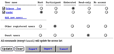 Access List, top pane