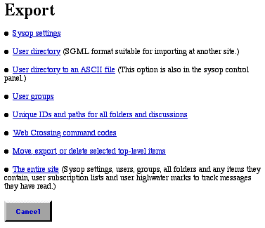 Export pane