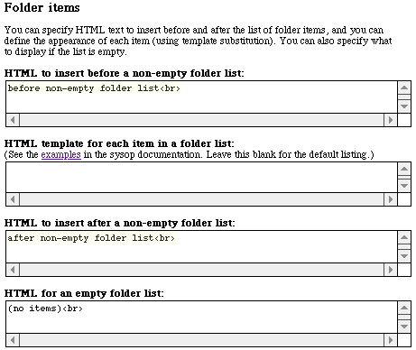 Sysop Control Panel - folder heading area