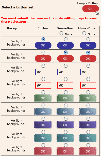 Screenshot of Global Theme Settings, Button Chooser Popup Window