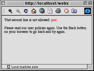 Second line not allowed -
browser